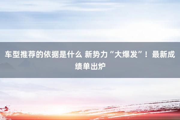 车型推荐的依据是什么 新势力“大爆发”！最新成绩单出炉