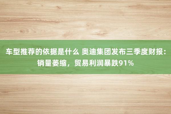 车型推荐的依据是什么 奥迪集团发布三季度财报：销量萎缩，贸易利润暴跌91%