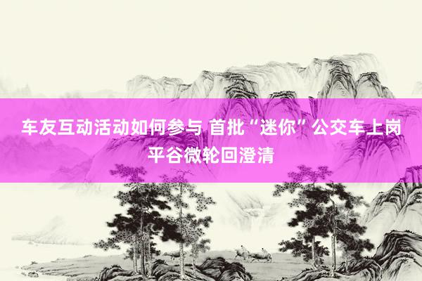 车友互动活动如何参与 首批“迷你”公交车上岗平谷微轮回澄清