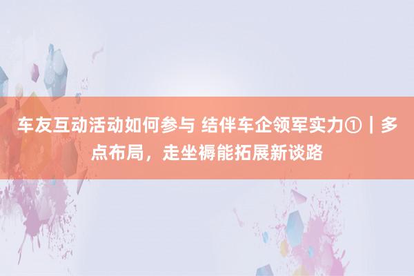 车友互动活动如何参与 结伴车企领军实力①｜多点布局，走坐褥能拓展新谈路