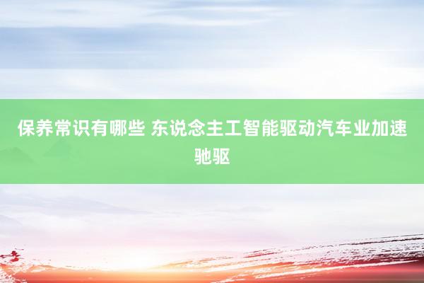 保养常识有哪些 东说念主工智能驱动汽车业加速驰驱