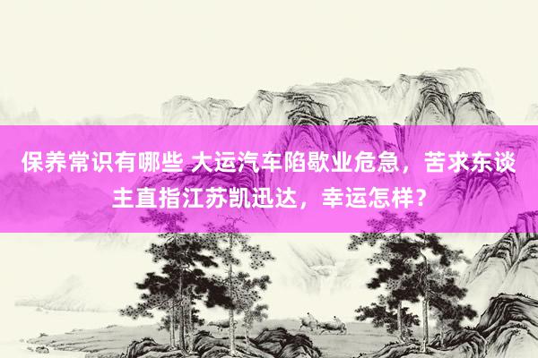 保养常识有哪些 大运汽车陷歇业危急，苦求东谈主直指江苏凯迅达，幸运怎样？