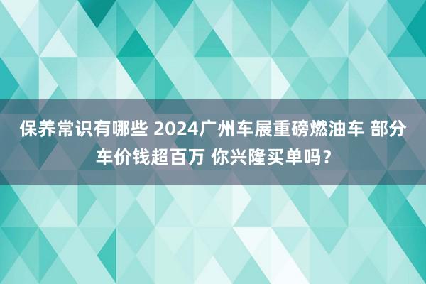 保养常识有哪些 2024广州车展重磅燃油车 部分车价钱超百万 你兴隆买单吗？