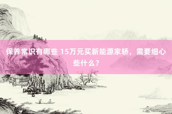 保养常识有哪些 15万元买新能源家轿，需要细心些什么？