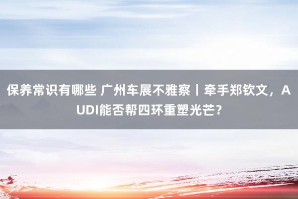 保养常识有哪些 广州车展不雅察丨牵手郑钦文，AUDI能否帮四环重塑光芒？