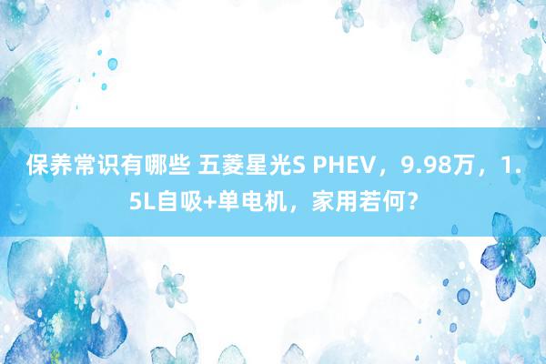 保养常识有哪些 五菱星光S PHEV，9.98万，1.5L自吸+单电机，家用若何？