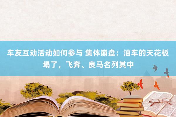 车友互动活动如何参与 集体崩盘：油车的天花板塌了，飞奔、良马名列其中