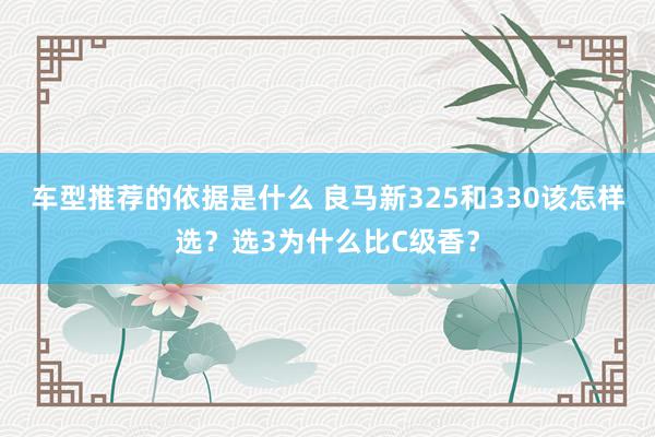 车型推荐的依据是什么 良马新325和330该怎样选？选3为什么比C级香？