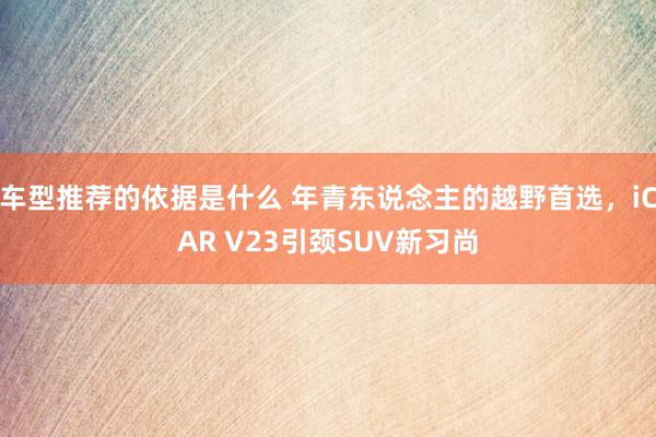 车型推荐的依据是什么 年青东说念主的越野首选，iCAR V23引颈SUV新习尚