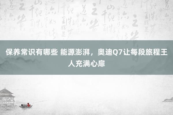 保养常识有哪些 能源澎湃，奥迪Q7让每段旅程王人充满心扉