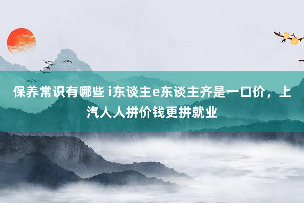 保养常识有哪些 i东谈主e东谈主齐是一口价，上汽人人拼价钱更拼就业