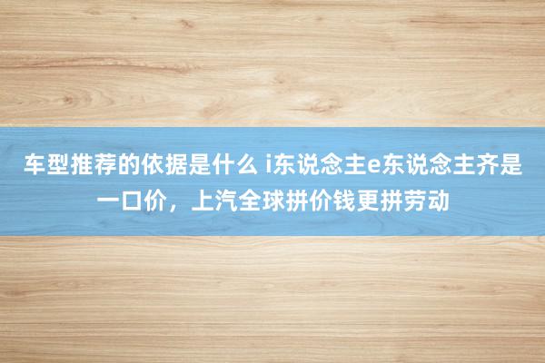 车型推荐的依据是什么 i东说念主e东说念主齐是一口价，上汽全球拼价钱更拼劳动