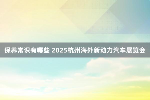 保养常识有哪些 2025杭州海外新动力汽车展览会