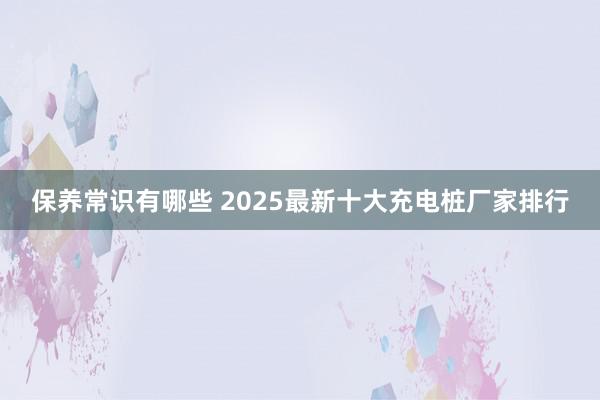 保养常识有哪些 2025最新十大充电桩厂家排行