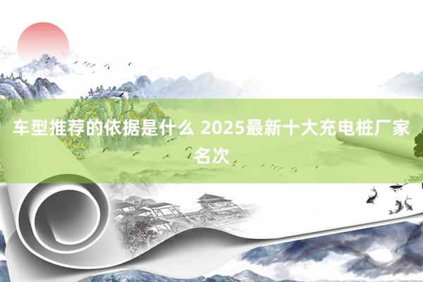 车型推荐的依据是什么 2025最新十大充电桩厂家名次