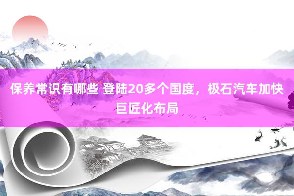 保养常识有哪些 登陆20多个国度，极石汽车加快巨匠化布局