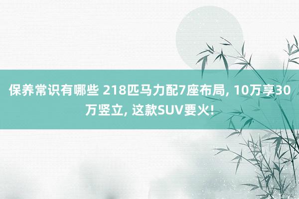 保养常识有哪些 218匹马力配7座布局, 10万享30万竖立, 这款SUV要火!