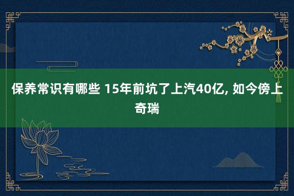 保养常识有哪些 15年前坑了上汽40亿, 如今傍上奇瑞