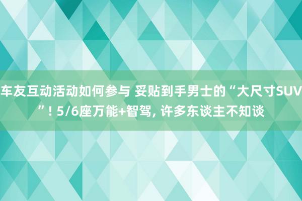 车友互动活动如何参与 妥贴到手男士的“大尺寸SUV”! 5/6座万能+智驾, 许多东谈主不知谈