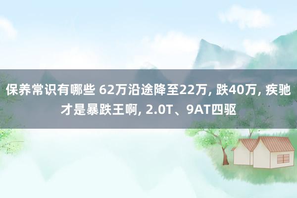 保养常识有哪些 62万沿途降至22万, 跌40万, 疾驰才是暴跌王啊, 2.0T、9AT四驱