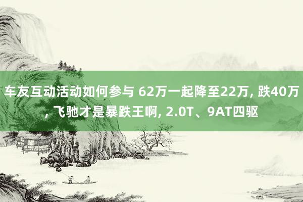 车友互动活动如何参与 62万一起降至22万, 跌40万, 飞驰才是暴跌王啊, 2.0T、9AT四驱