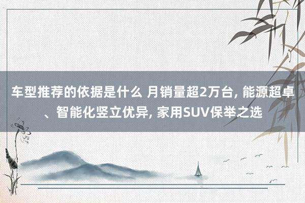 车型推荐的依据是什么 月销量超2万台, 能源超卓、智能化竖立优异, 家用SUV保举之选