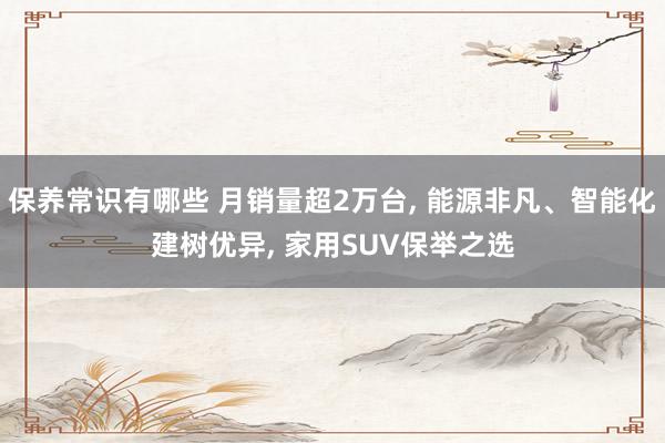 保养常识有哪些 月销量超2万台, 能源非凡、智能化建树优异, 家用SUV保举之选