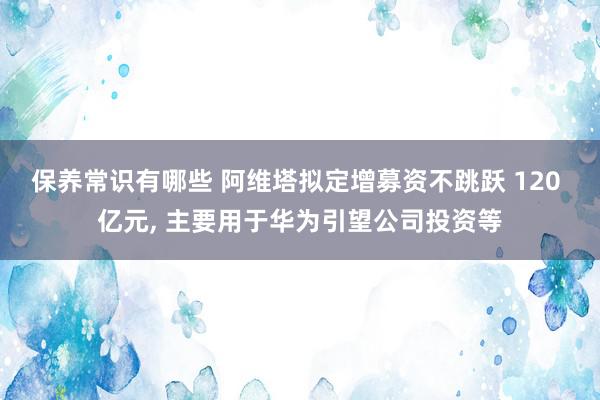 保养常识有哪些 阿维塔拟定增募资不跳跃 120 亿元, 主要用于华为引望公司投资等