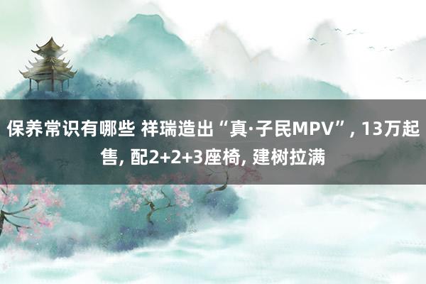 保养常识有哪些 祥瑞造出“真·子民MPV”, 13万起售, 配2+2+3座椅, 建树拉满