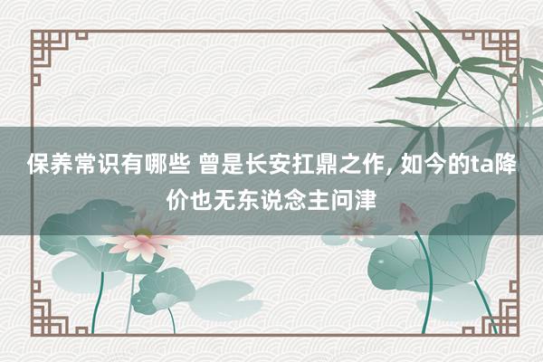 保养常识有哪些 曾是长安扛鼎之作, 如今的ta降价也无东说念主问津