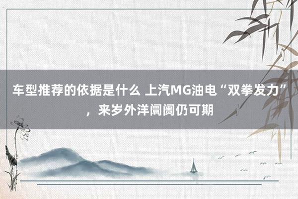 车型推荐的依据是什么 上汽MG油电“双拳发力”，来岁外洋阛阓仍可期