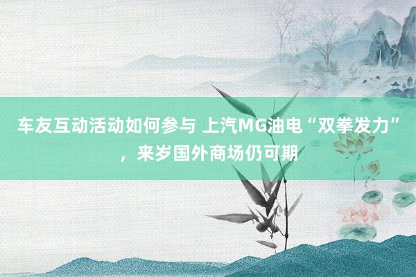 车友互动活动如何参与 上汽MG油电“双拳发力”，来岁国外商场仍可期