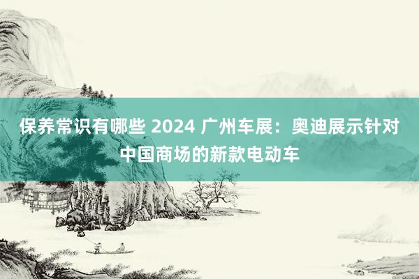 保养常识有哪些 2024 广州车展：奥迪展示针对中国商场的新款电动车