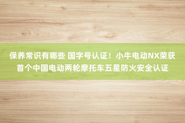 保养常识有哪些 国字号认证！小牛电动NX荣获首个中国电动两轮摩托车五星防火安全认证