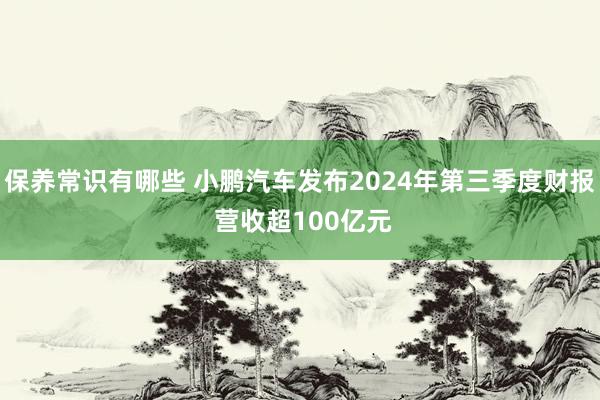 保养常识有哪些 小鹏汽车发布2024年第三季度财报 营收超100亿元