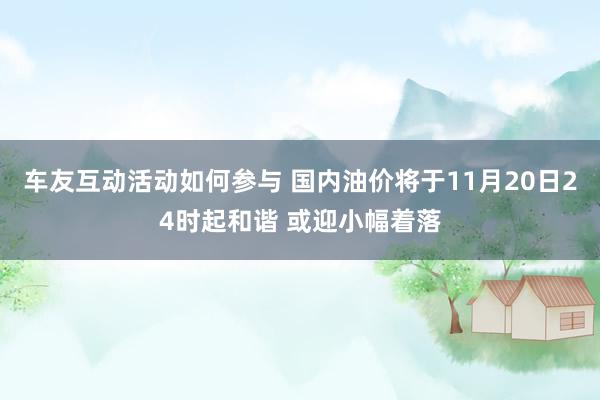 车友互动活动如何参与 国内油价将于11月20日24时起和谐 或迎小幅着落